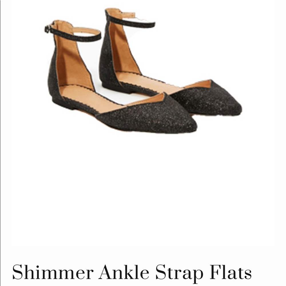Glitter pointed toe flats with ankle straps